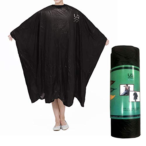 50 Disposable hair salon capes, Waterproof disposable shampoo capes, hair color capes for salon, disposable hair cutting capes protects salon chair. Biodegradable barber capes. No plastic. Black