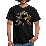 Spreadshirt Phantastische Tierwesen Niffler mit Münze Gold Männer T-Shirt, L, Schwarz