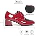 Womens Square Toe Chunky Heeled Oxfords Fashion Crocodile Pattern Lace Up Shiny Block Heel Dress Pump for Business Work Office Dating Party Prom (Red,9)