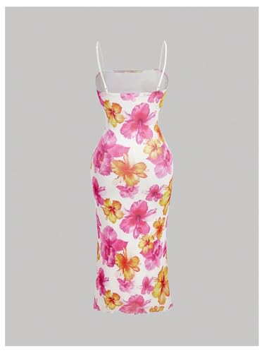 Image of BEAUDRM Women's Sexy Floral Plus Size Dress Date Night Club Cocktail Dress | Summer Vintage Mesh Bodycon Maxi Dress, Elegant Wedding Guest Dresses