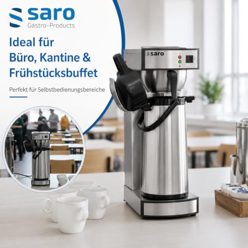 Foto von Saro Kaffeemaschine Inkl. Edelstahl-Isolierpumpkanne – 2,2 L – Brühzeit ca. 5–6 Min – Trockenlaufschutz – 2,069 kW – Modell THERMO 24