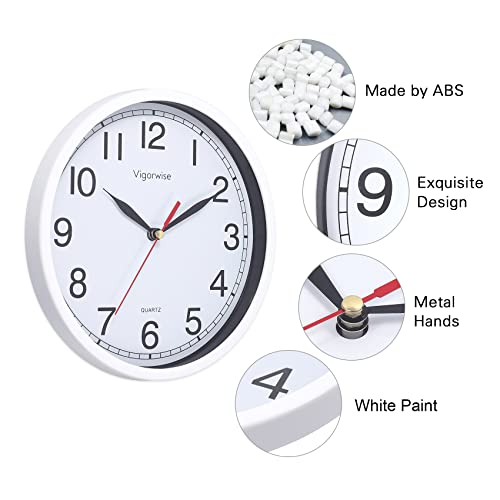 Vigorwise Wall Clock, 8 Inch Silent Sweep Movement Accurate Small Clocks Kitchen/Living Room/Bedroom/Office/School/Classroom Decoration - Image 4