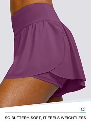 Soothfeel Flowy Running Shorts For Women With 4 Pockets 2 In 1 High Waisted Women'S Butterfly Workout Athletic Tennis Skirt Shorts thumb #4