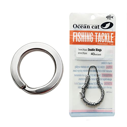 5/6/7/8/9/10/12mm Stainless Steel Double Fishing Split Rings Kit-Fishing Lures Hook Connector High Strength Split Doublue Ring Loops Jump Rings (5mm, 30 pcs)