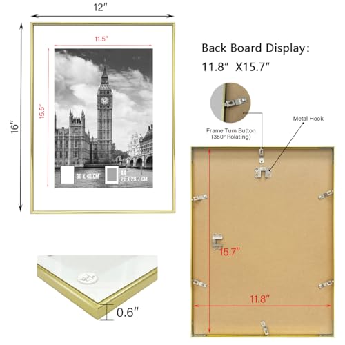 Image of GOmaize Front Loading Aluminum alloy Gold Picture Frame 30x40cm Set of 2 Wall Mounting
