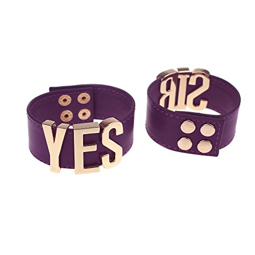 Coolcoco Adjustable Luxury Gold Letter Purple Leather Yes Sir Bracelet For Women Girls Prime Cosplay Accessory (2 Pieces/Set) #TOP1