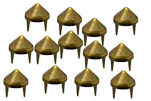 Eimass® 2188 Gamme Spike Cône Clous avec 4 griffes pour Embellir Vêtements, Chaussures, sacs, artisanat du cuir, DIY ceintures, clous tendance. Lot de 100 Clous. - Or - doré Cover