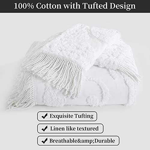 Hombys Oversized King Chenille Bedspread 120X120 With Maching Shams, 100% Cotton Tufted Bedding Coverlet 3 Pieces Set With Tassels, Machine Washable #TOP2