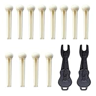 Complete Bridge Pin Kit – Includes 12 ivory-colored acoustic guitar bridge pins and 2 black bridge pin pullers. Perfect for replacing worn pins and maintaining your acoustic, folk, or electric guitar with ease. Durable ABS Construction – The guitar b...