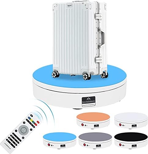 BAOSHISHAN Rotating Display Stand Electric Rotating Turntable Remote Control Photography Turntable 35CM 60KG Load Motorized Turntable 360º Rotating for Product Display 220V White