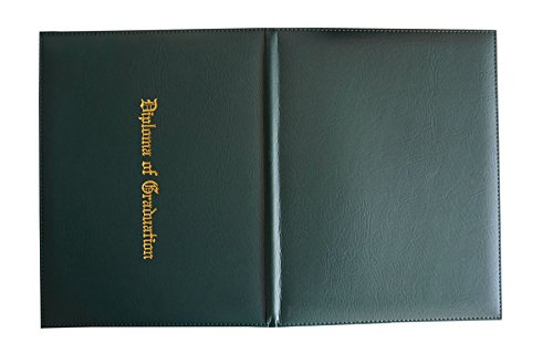 Certificate Cover Imprinted "Diploma Of Graduation" Faux-Leather Diploma Holder 8.5" X 11" Grad Days (Green) #TOP3