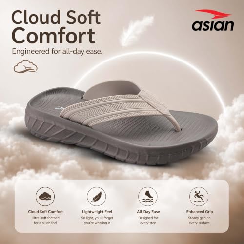 Image of ASIAN Safari-14 Men's Stylish Flip Flops | Lightweight Comfort, Soft Cushion Feel, Durable Grip, Perfect for Home, Outdoors