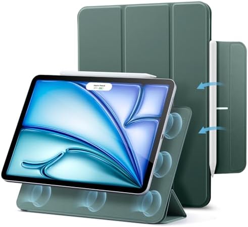 ESR für iPad Air 11 Zoll 2026 Hülle M4/M3/M2, iPad Air 5/4 Hülle (2025/2024/2022/2020) Starke Magnetbefestigung, Trifold Ständerhülle, unterstützt Pencil Pro/USB-C, Auto Ruhen/Weck