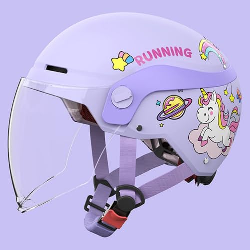 Kinder-Rollerhelm Für Jungen Und Mädchen Im Alter Von 3–12 Jahren, Offener Motorradhelm Für Kinder Mit Sonnenblende, Jethelm Für Kinder, ECE 22.06 Zertifiziert B,50-62cm