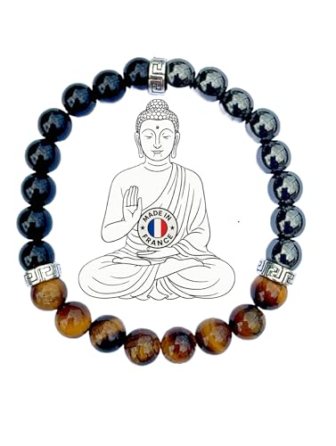 Générique - Magneti-sens - Bracelet Triple Pierre de Protection – Obsidienne, Hématite, Œil de Tigre | Énergie & Ancrage | Perles Naturelles 8 mm – Fait Main en France - Lithotherapis - Pierres naturelles