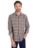 Manche longue Damart - Chemise en Flanelle À Carreaux Thermolactyl, Homme, Col Chemisier, Carreaux Marron, Manche Longue