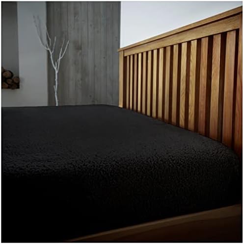 Teddy Plain Fleece Fitted Sheets Super King Size, Super Soft Thermal & Warm Linen Cosy Plain Bedding Bedsheet, Aubergine