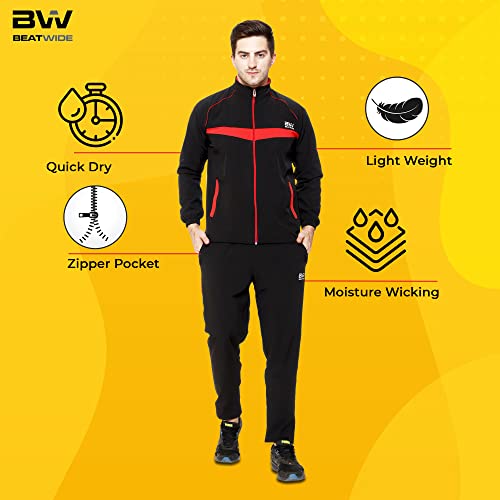 Image of BW:Beatwide Men's Tracksuit NS Dot Terry Polyester Spandex Full Stretch | Track Suit for Man Winter Wear | Sports Track Suit for Men Gym Running, Workout