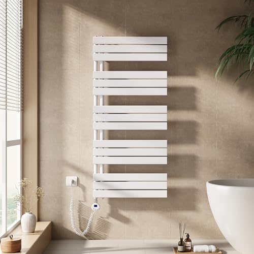 EMKE Seche Serviette Electrique 1320x600 mm, Porte-Serviettes Chauffant avec Thermostat, Chauffe...