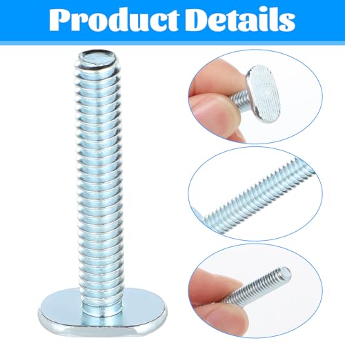 Image of 20 Pcs 1 /4 inch-20 T Track Bolt 1-1 /2 Inches Length T Slot Bolts T-Rail Fittings Slot Drop-in Sliding Bolts for Woodworking Fixed Installation Hardware Universal TrackAccessories
