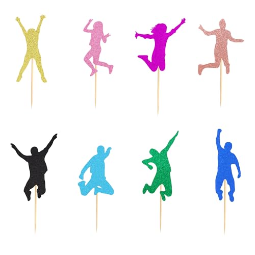 24 Bunte Trampolin-Cupcake-Topper Für Jungen – Kuchenaufsätze, 6,6x12,4 Cm, Für Geburtstagsparty Mit Spring-Thema