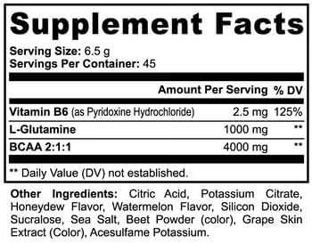 BCAA Post Workout Powder, 5000mg, Honeydew/Watermelon Flavor, with Glutamine, 0.64lb, Lean Muscle Recovery