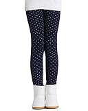 Adorel Mädchen Leggings Baumwolle Gefüttert Dick Hosen Dunkelblau Tupfen 134 EU (Herstellergröße 140)