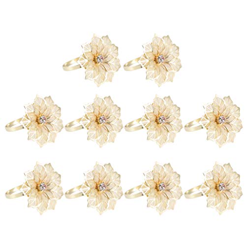 NUOBESTY 10ピースメタルゴールドフラワーナプキン