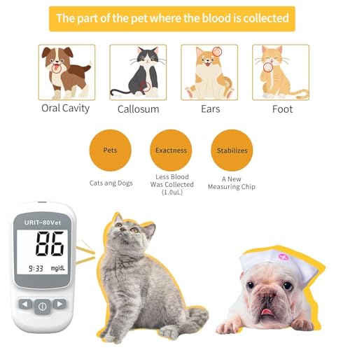 Pet Glucose Meter with 50 Test Strips(URIT-80Vet)
