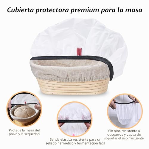 Miniatura 3 de Mispudin 4 Piezas Tapas Para Fermentadora De Pan, Fundas Premium Para Banetones Para Pan, Film Para Cesta Fermentacion Pan Redonda, Accesorios Para Cesta Pan, Extra Fuertes Y Resistentes, Ø 28 Cm
