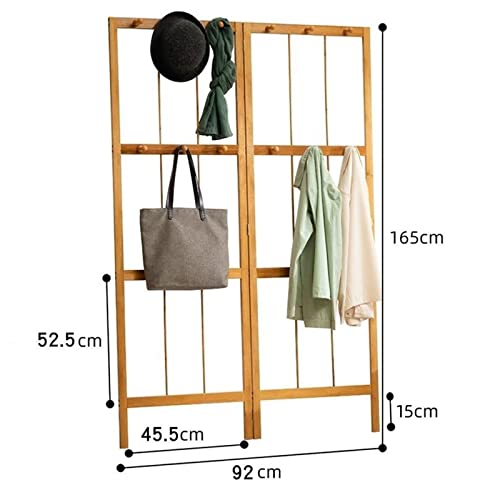 Slvuafrn Hall Tree Storage Coat Stand, Corner Folding Garment Rack With 12 Hooks, Bamboo Free Standing Hat Hanger Organizer For Entryway Hallway Bedroom Living Room (Color : Wood, Size : 92X165Cm) #TOP4