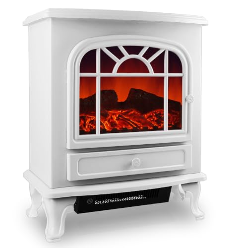 MONZANA Electric Fireplace with LED Flame Effect, 1000W/2000W, White