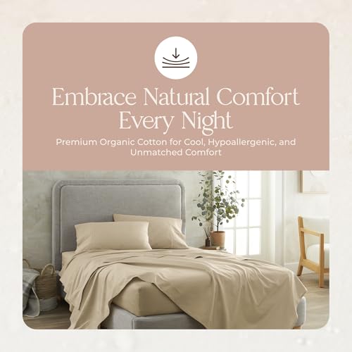 Image of Whisper Organics 100% Organic Cotton Bed Sheets with Deep Pocket 4 Pc. Set