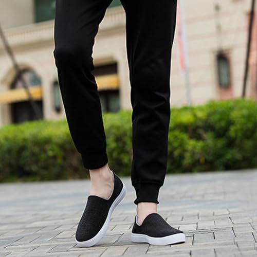 MILDSEVEN Soft Men's Fashion Linen Shoes, Simplicity Traditional Chinese Footwear, Casual Handmade Retro Loafers,7,Black4
