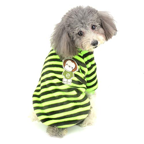Ranphy Pull en velours pour petit chien, pull pour chiot, vêtement doux pour fille, garçon, hiver chaud, veste à capuche rayée, pour chihuahua, jouet caniche, chat, jaune XXL