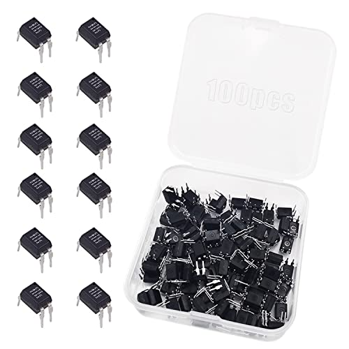 XPOOP 100 Piezas Optoacoplador, Optocoupler PC817C, Optocoupler DIP-4, PC817C Optoacoplador IC, Optoacopladores, 20mA 80V con Una Caja de Embalaje de Plástico Cover