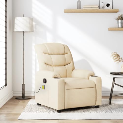 Vetnasa Sillón de Masaje reclinable de Tela Crema Mobiliario, Sillas, Sillones Crema 20,55 KG