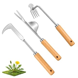Airminti lot de 3 désherbeurs manuels bois et inox