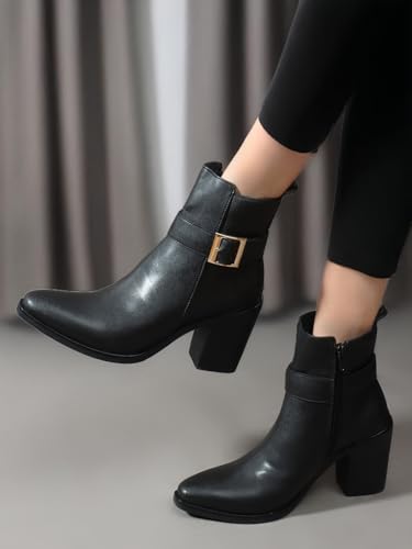 Image of Elle Women Stylish, Trendy, Comfortable Heeled Boot with extra cushion for Office, Party and Casual Use
