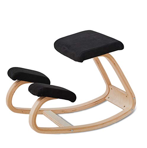Silla Ergonomica de Rodillas,Silla Ergonómica para Ordenador,Office Silla de Ergonomicas,Taburete de Rodillas,Material de Madera Maciza,Ajustable para Casa y Oficina (Negro)