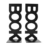 Metal Bookends Decorative L Shaped Heavy Duty Non Slip Book Stopper for Office School Library Bookshelves Set of 2 Black Steel 8.27 x 3.35 x 2.95 Inches (Black)