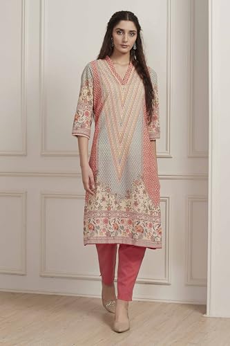 Image of BIBA Women Cotton Printed Straight Kurta