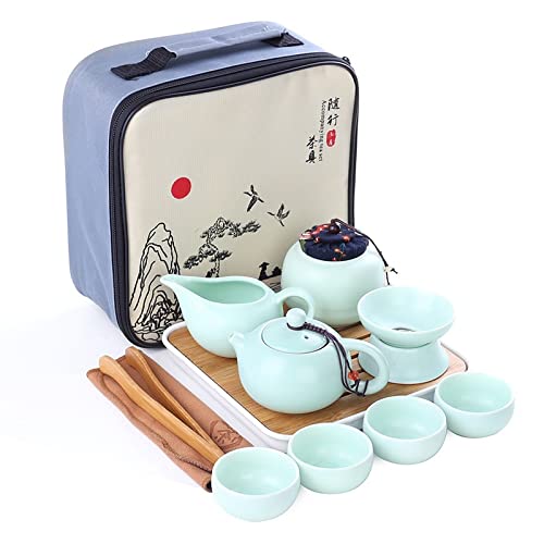 Service à Thé Gaiwan Chinois Portable Kung Fu - Céramique Blanche Porcelaine, 11 Pièces, Voyage Cérémonie