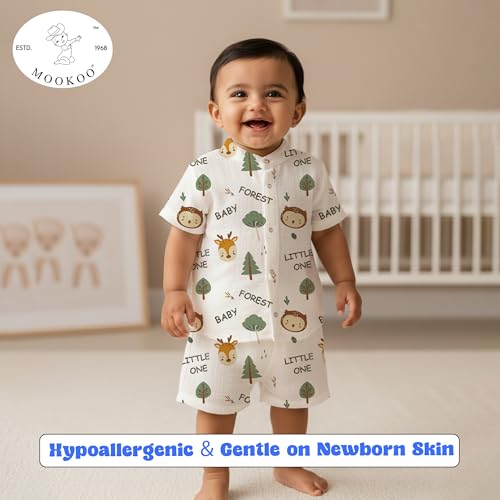 Image of Premium Muslin Baby Shirt & Shorts Set | Ultra-Soft Cotton Co-Ord for Newborns | Lightweight, Breathable & Skin-Friendly Wear