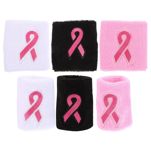 VICASKY Bracelets de Poignet Élastiques pour Sensibilisation Cancer du Sein, Lot de 3 Paires en Polyester, Faciles à Utiliser Enlever, Sport