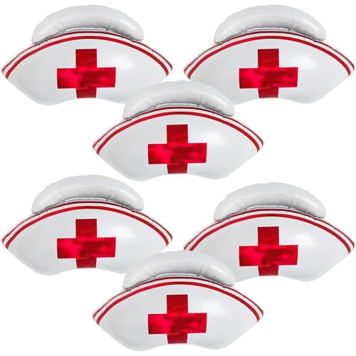 6Pcs Nurse Balloons Nurse Party Decorations Supplies Nurse Cap Foil Balloons for Nuese Week Decor Nurse Graduation RN Themed Nursing School Party Supplies