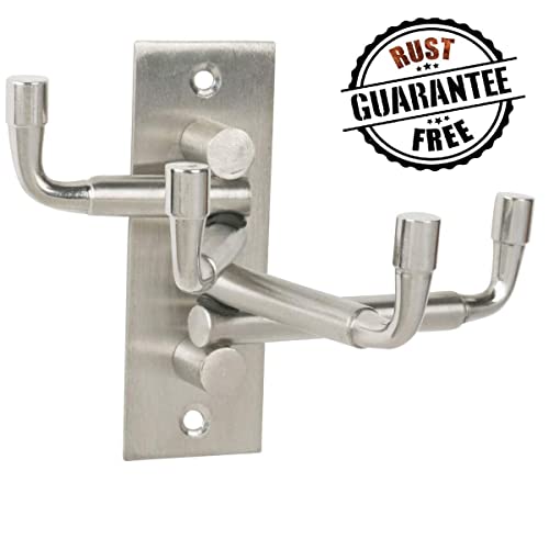 Image of Flexible Stainless Steel 4 Pin Bathroom Hooks Cloth Hanger Wall Hook Door Robe Hooks for Hanging Keys, Clothes, Towel Steel Hook (Silver) (6)