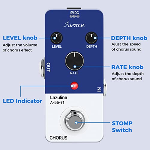 Analogue Chorus Guitar Pedal, Asmuse Chorus Guitar Effects Pedal For Electric Guitar And Bass, Mini Effector, True Bypass #TOP2