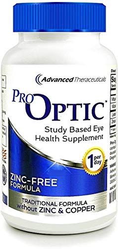 Pro-Optic Traditional AREDS 2 Based Formula (Zinc Free) One-Per-Day / 90 Day Supply / Clinically Studied Formula for Macular Health Minus Zinc