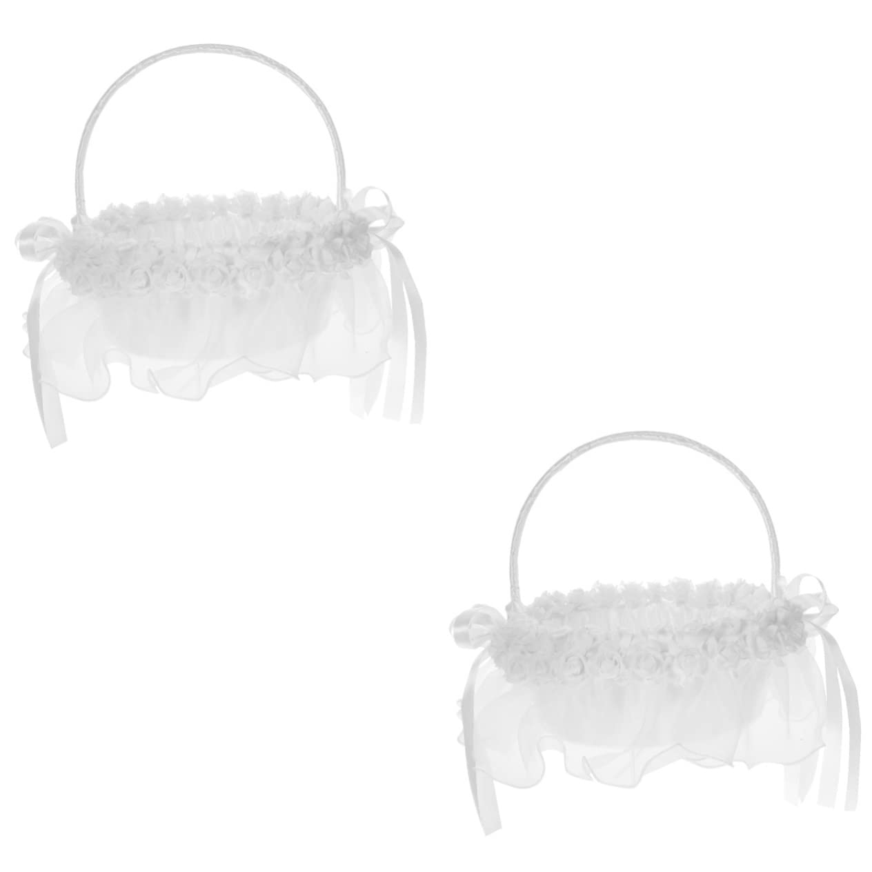GANAZONO GANAZONO 2 Piezas Cesta De Flores De La Boda Cesta De Flores De Tela Cestas De Boda Fariy Cesta Romántica De Niña De Las Flores Cesta Porta Anillos Romántico Novia Decoraciones Cinta